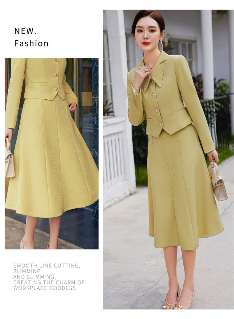 French style black dress Women's Spring and Autumn New retro high-grade elegant socialite high-end suit two-piece suit
