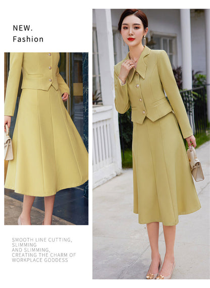 French style black dress Women's Spring and Autumn New retro high-grade elegant socialite high-end suit two-piece suit