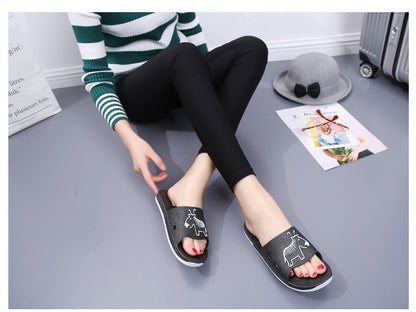 Summer Pvc Bathroom Slippers Home Cartoon Couple Slippers Indoor Cute Bath Non-Slip Sandals Women's Stall