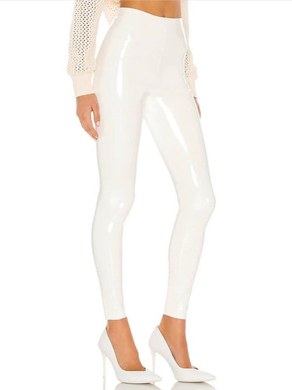 Cross-border Amazon Europe and America White Leather Pants Women's Cropped Pants Sexy PU Tight Slim Fit Summer Foreign Trade Hot Women's Clothing