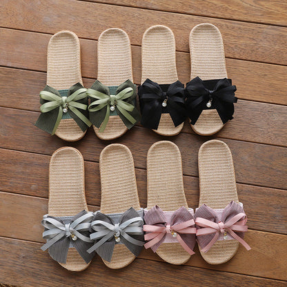Baotou Spring & Fall Indoor Comfortable and Breathable Linen All Year Round Home Fabric Sandals for Women and Couples Floor Soft Bottom Home