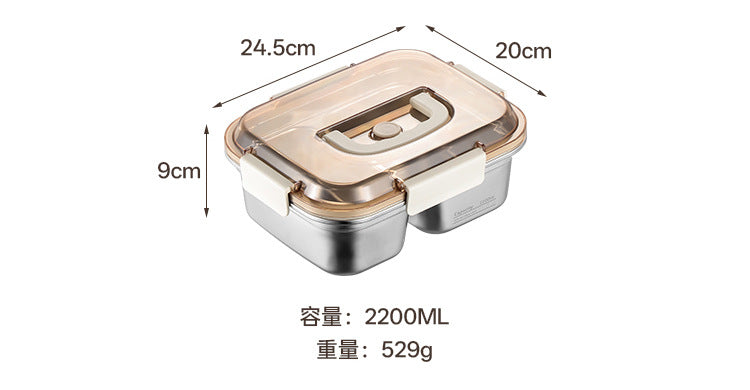 304 Stainless Steel Preservation Box Food Sealed Lunch Box for Microwave Lunch Box Large Capacity Square with Handler