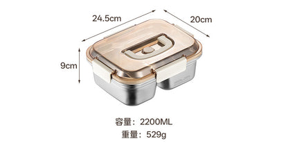 304 Stainless Steel Preservation Box Food Sealed Lunch Box for Microwave Lunch Box Large Capacity Square with Handler