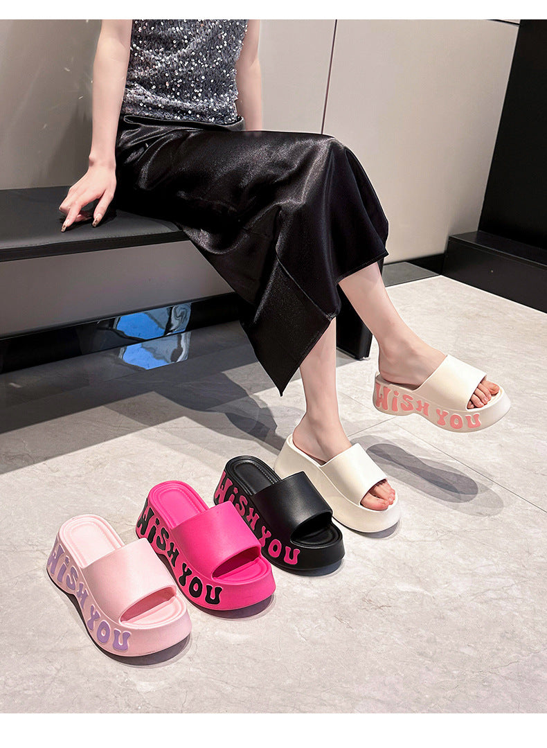 2025 Popular Height-Increasing Slippers for Women, Thickened, Soft, Comfortable, Non-Slip, Daily Beach Shower Universal Trendy Slippers