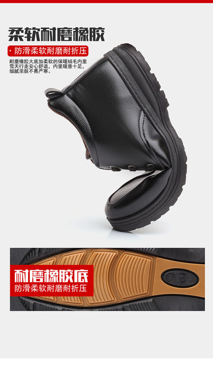 Popular men's cotton shoes genuine leather cotton boots pilot quick-heating shoes fleece-lined warm cotton leather shoes wool warm snow boots