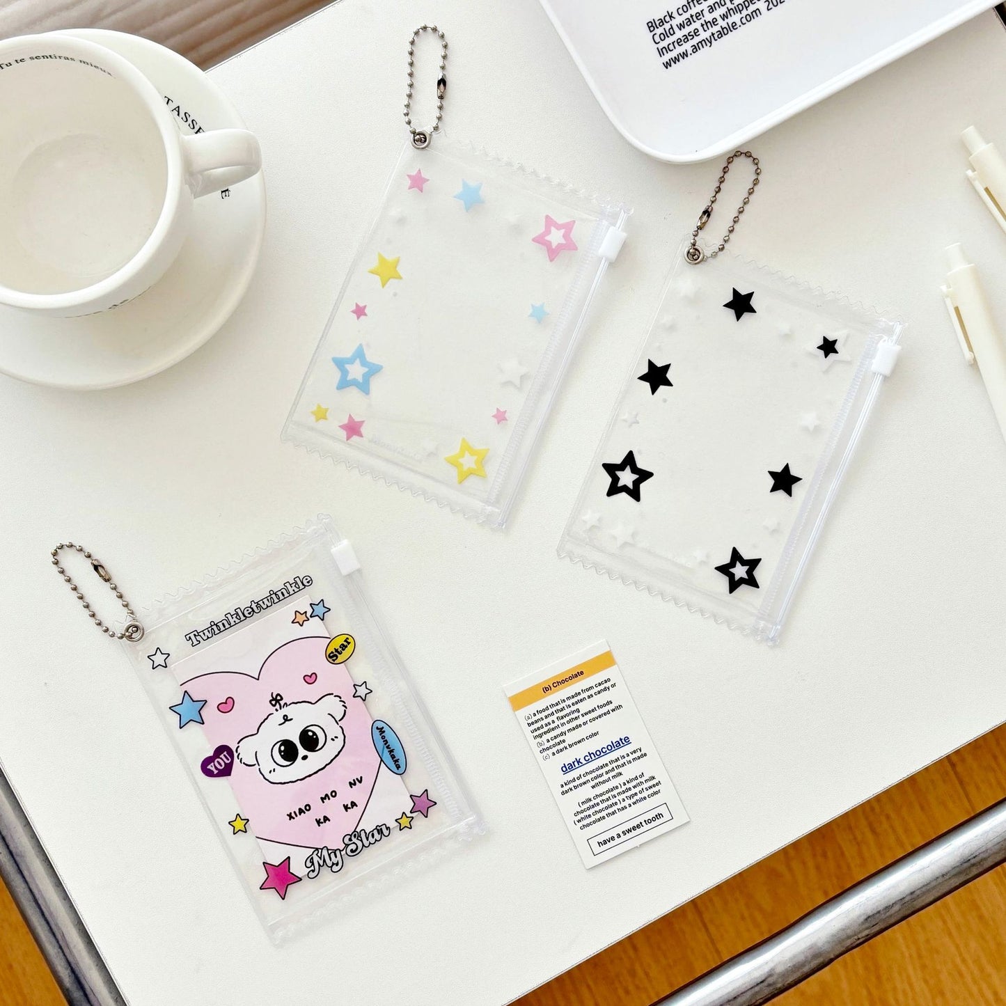 Monvkaka American-Style Star Small Zipper Card Holder Random Card Storage Card Case Card Holder Gu Mei Baji Bag