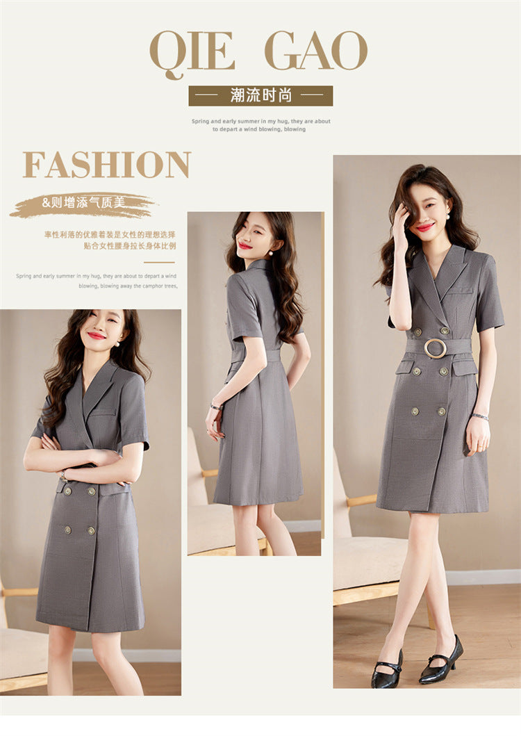 French Hepburn Style Small Black Dress High Sense High Cold Royal Sister Fried Street Small Fragrance Style Pleated Professional Suit dress Summer
