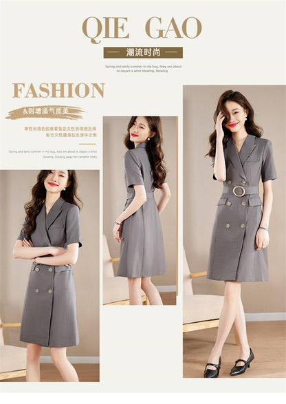 French Hepburn Style Small Black Dress High Sense High Cold Royal Sister Fried Street Small Fragrance Style Pleated Professional Suit dress Summer