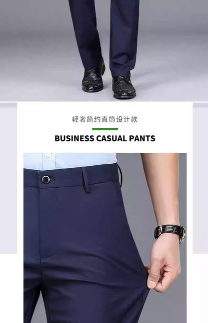 Men's Casual Trousers for Foreign Trade, Loose and Fattened, No-Iron Straight Suit, Business Elastic Trousers Wholesale