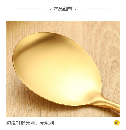 Stainless Steel High-grade Soup Leak Hot Pot Spoon Thickened Soup Spoon Golden Large Soup Spoon Titanium Plated Golden Soup Spoon Golden Spatula Spoon