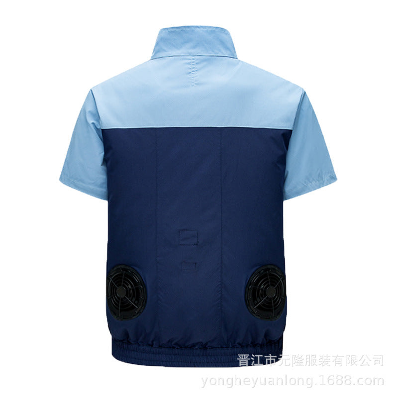 Cross-Border Summer Cooling Air-Conditioning Clothing with Fan Refrigeration Workwear Outdoor Heatstroke Prevention Fan Clothing Men's Labor Protection Clothing Work Clothes