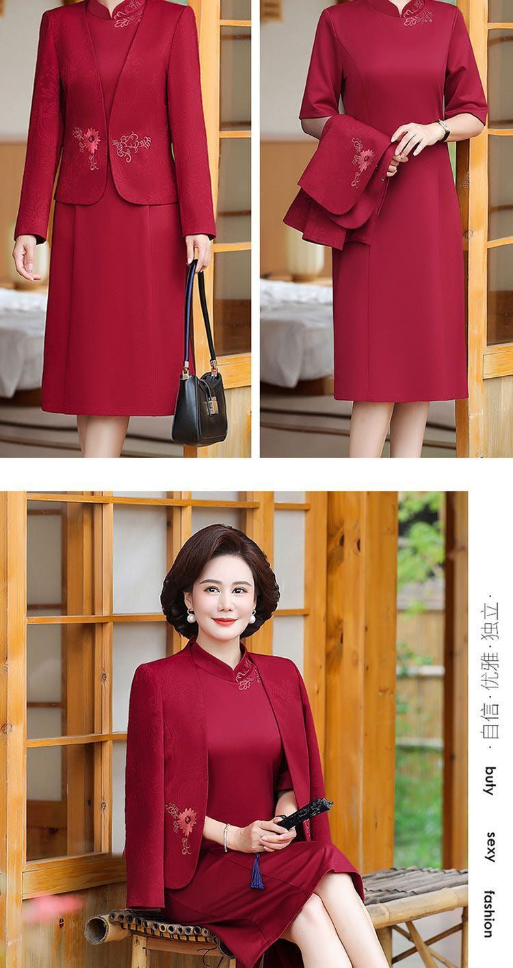 2024 New Chinese Mother's Wedding Dress Two-Piece Wedding Dress for dress Women's Spring and Autumn Middle Year Happy Mother-in-Law Wedding Dress