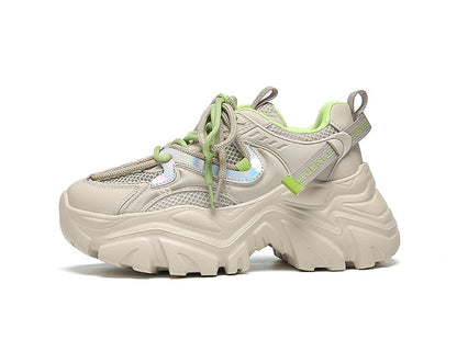 New Spring Shoes, Thick-Soled Women's Shoes, Versatile Height-Increasing Shoes, Non-Slip, Breathable, Lightweight Dad Shoes, Mesh Sneakers for Women