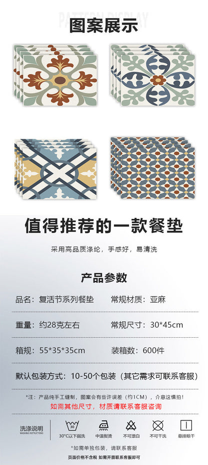Temu Cross-Border New Product Ins Style Small Fresh Placemat Digital Printing Square Insulation Mat Restaurant Table Mat Wholesale