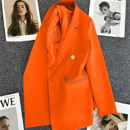 Green Metal Buckle Korean Style 2024 Spring and Autumn New Milk White Suit Jacket Women's Casual All-match High-end Suit