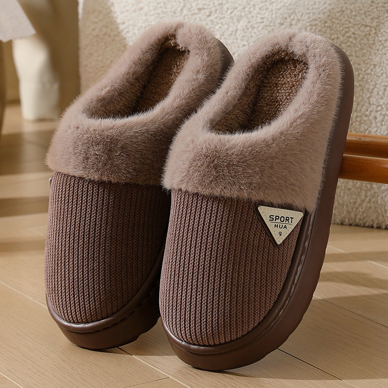 Slippers for Women Winter 2025 New Warm Indoor Home Non-Slip Thick-Soled Cotton Slippers Men's Wool Slippers Autumn and Winter