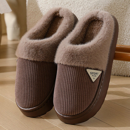 Slippers for Women Winter 2025 New Warm Indoor Home Non-Slip Thick-Soled Cotton Slippers Men's Wool Slippers Autumn and Winter