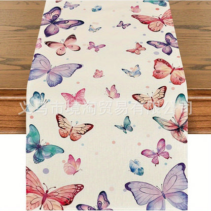 Linen Table Runner Pastoral Flower Lemon Summer Home Dining Table Outdoor Decoration Printed Tablecloth Table Runner