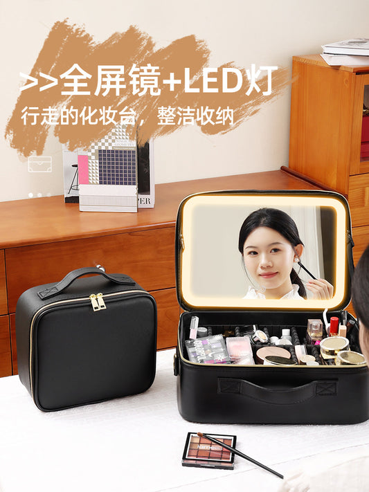 Makeup Case with Light and Mirror, Led Makeup Bag, Large Capacity Makeup Box, Storage Box, Storage Bag, Multifunctional