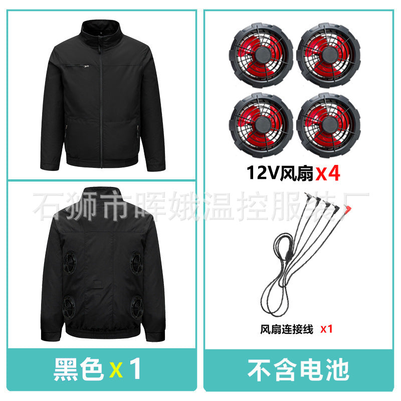 Cross-Border New Smart Air-Conditioned Clothing Porous Fan Stand Collar Workwear Outdoor Work Uniform Labor Protection Duty Fan Clothing