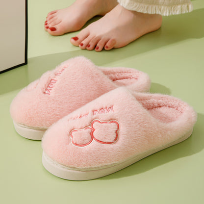 Cold-Proof Cotton Slippers for Women, Autumn and Winter Indoor Home Non-Slip Couple's Thick-Soled Furry Slippers for Men, Winter Home Use
