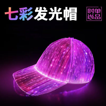 Cross-border charging LED fiber cap LED light knitted hat autumn and winter night running with light luminous hat