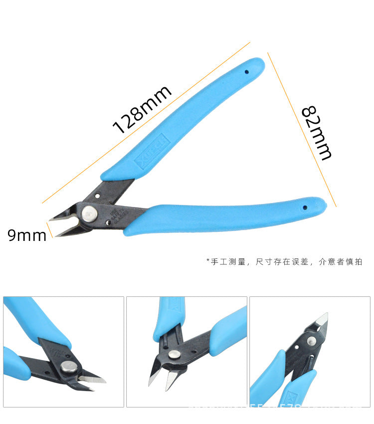 170 Oblique Nose Pliers Pointed-nose Pliers Water-mouth Pliers Gundam Split Cool Model Small Blue Oblique-mouth Pliers Cable Tie-cutting Pliers Fruit Cutters