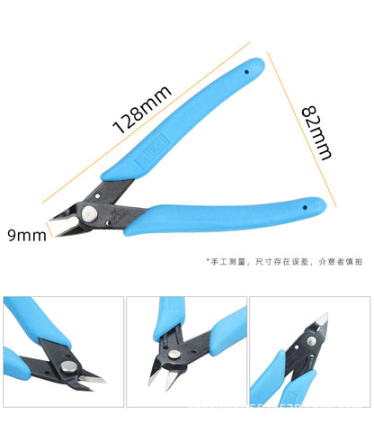 170 Oblique Nose Pliers Pointed-nose Pliers Water-mouth Pliers Gundam Split Cool Model Small Blue Oblique-mouth Pliers Cable Tie-cutting Pliers Fruit Cutters