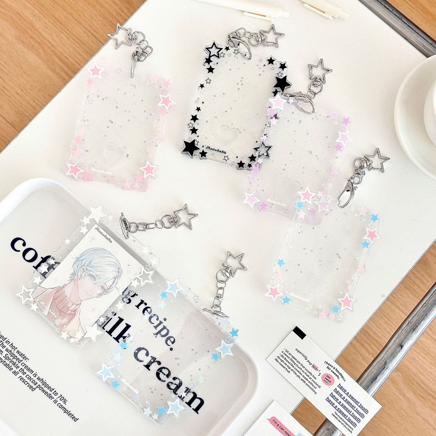 Original Glitter Star Version Card Holder Fan Small Card 3inch Acrylic Card Holder Small Card Polaroid Card Holder Gumei
