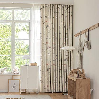 Children's Curtain Digital Printing Black Gold Shading Base Cloth Space Soaring Pattern Bedroom Living Room Shading Curtain Supply