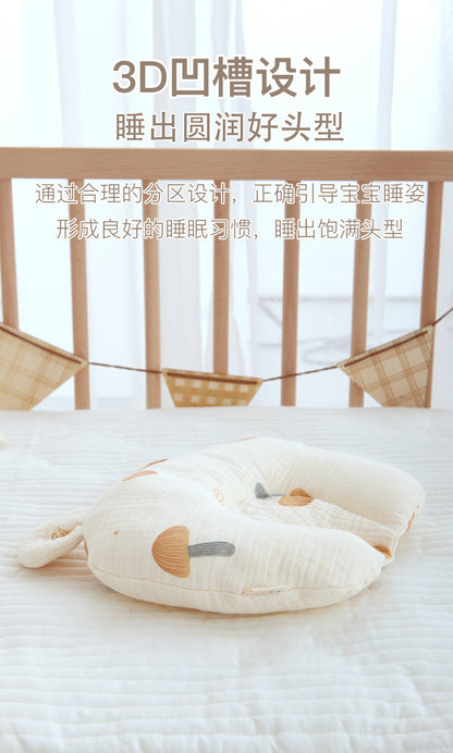 Class A cotton baby gauze baby anti-deflection head shaped pillow sweat-absorbing breathable Four Seasons suitable for newborn comfort pillow