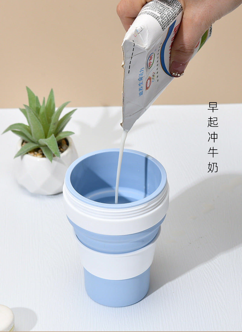 Cross-border folding cup outdoor travel convenient straw folding cup Silicone Collapsible Cup