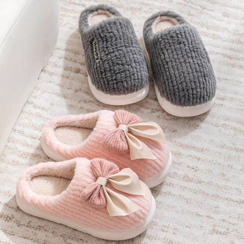 Cotton Slippers for Women in Autumn and Winter Home Non-Slip Thick-Soled Plush Indoor Home Slippers for Couples Plus Plush Slippers