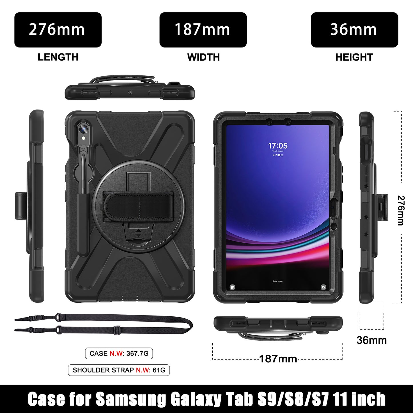 Applicable to Samsung Tab S9 FE/A9PLUS pirate king drop-resistant strap bracket protective cover