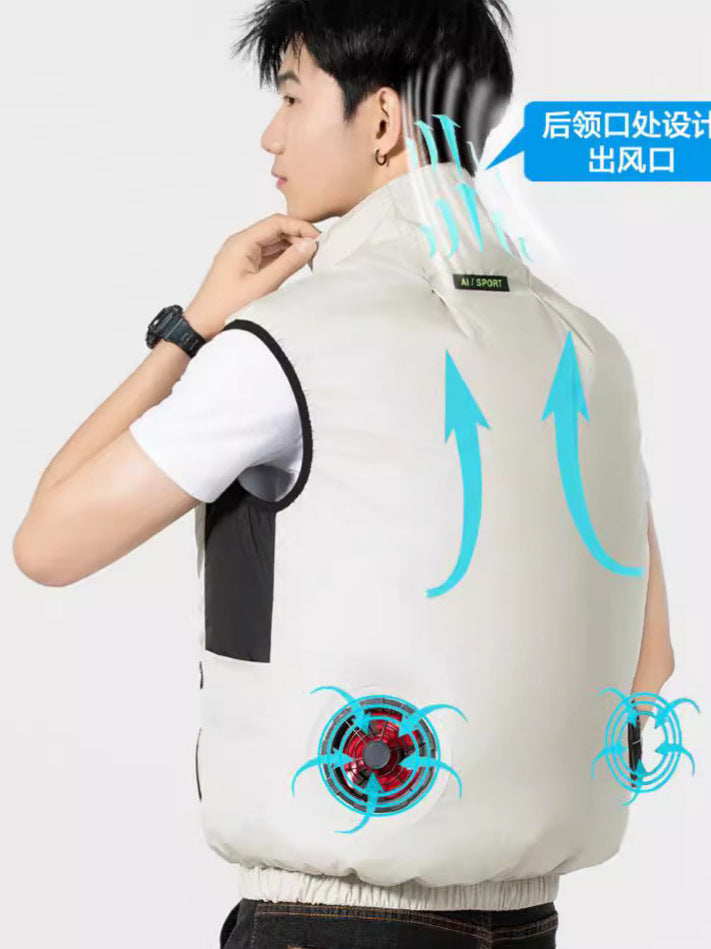 New sleeveless fan clothing air conditioning clothing summer outdoor heatstroke cooling clothes with fan Japan and South Korea cross-border wholesale