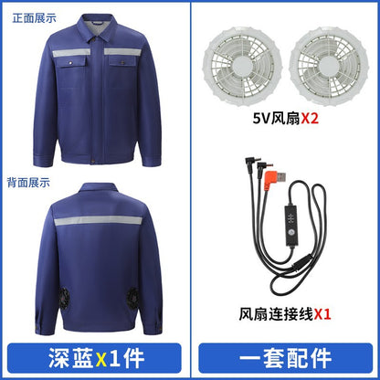 Cross-Border Cooling Air-Conditioning Clothing with Reflective Strips and Fan Cooling Clothing for Men and Women Labor Protection Summer Outdoor Work Clothes