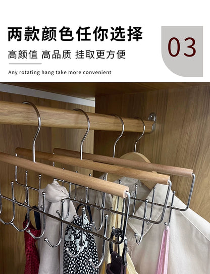 Household Multifunctional Sling Hanger Intimates Vest Storage Artifact Dormitory Solid Wood Hook Wardrobe Clothes Drying Rack Wholesale