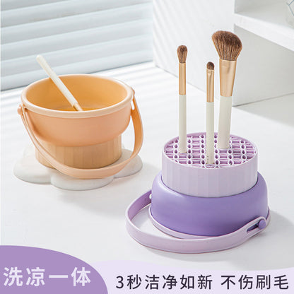 Makeup Brush Cleaning Bowl Cleaning Box Silicone Beauty Egg Cleaning Set Scrubbing Bowl Storage Rack Drying Tool Set