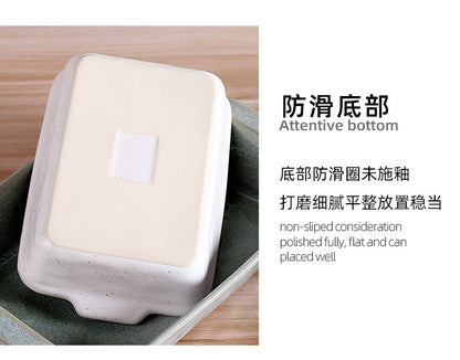 Cross-Border Scandinavian Style Kiln-Turned Baking Pan Amazon Square Steak Plate High-Value Tableware Available for Restaurants and Restaurants
