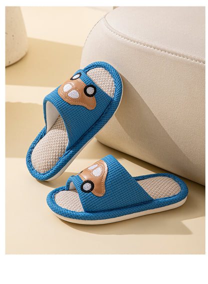 Male and Female Baby Summer Cartoon Car Four Seasons Linen Children's Sandals Open-Toe Slippers