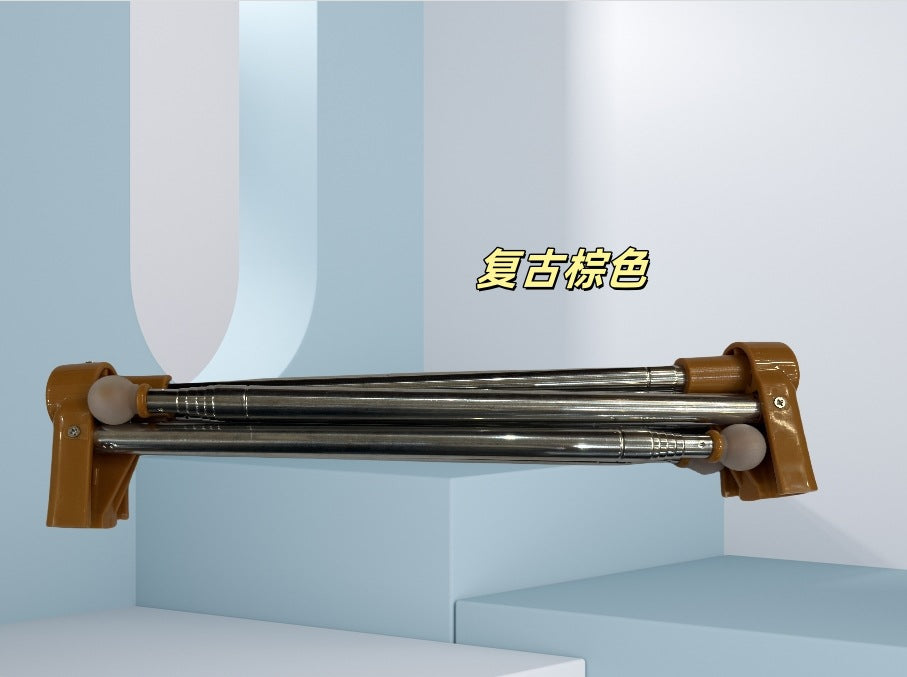 Portable Telescopic Folding Drying Rack Stainless Steel Telescopic Folding Hanger Household Bold Travel Clothes Bar