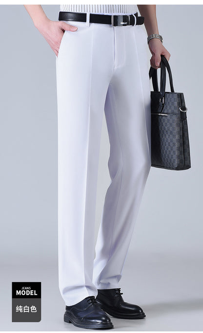 2025 New Summer Thin Mulberry Silk Middle-Aged Business Casual Straight Loose Wrinkle-Free Men's Pants