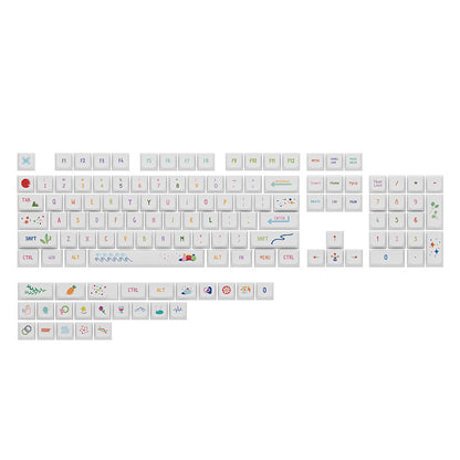 XDA Height Pacha Dog Theme Pattern Yellow Green Keycap Thermal Sublimation Mechanical Keyboard Cap Small Full Set PBT Keycap