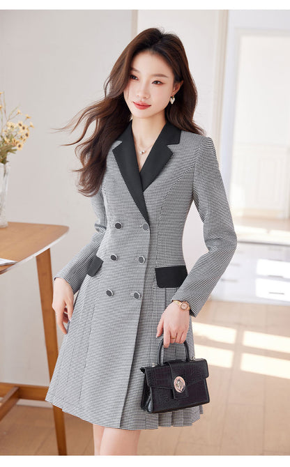 French Hepburn Style Small Black Dress High Sense High Cold Royal Sister Fried Street Small Fragrance Style Pleated Professional Suit dress Summer