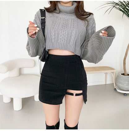 Black Skirt, Hip-Covering Skirt, Female Summer Sexy Sexy Short Skirt, Petite Design, High-Waisted Skirt, Trendy Autumn and Winter