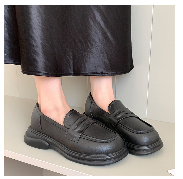 Thick-Soled Loafers British Style Slip-On White Shoes for Women 2025 New Versatile Toe-Toe Shoes Cross-Border Foreign Trade Women's Shoes
