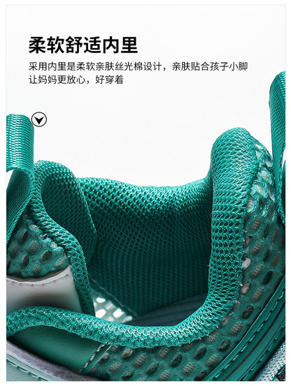 Babu bean children's shoes boys sneaker summer 2025 new hollow single mesh breathable mesh shoes big children's shoes
