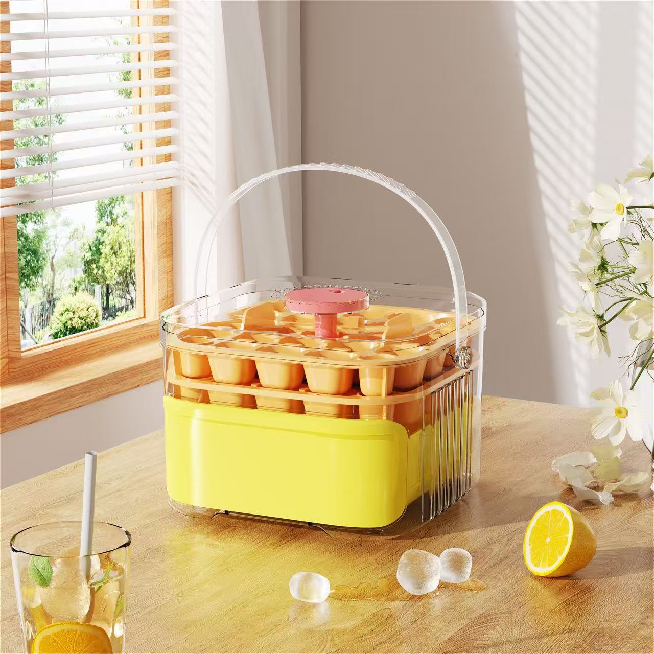 Ice Cube Mold Press Ice Cube Frozen Ice Cube Artifact with Lid Food Grade Homemade Ice Box Household Refrigerator Storage Box