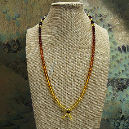 Natural Raw Stone Amber Rainbow Matching Chain Gold Pepper Blood Pepper Baltic Raw Ore Gradient Necklace Versatile Wool Chain