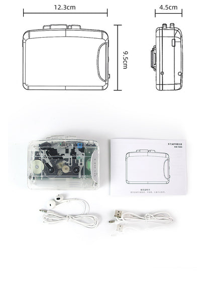 Bayin Box Cross-Border Transparent Retro Tape Player Recorder Walkman Headphone Player Tape Player Radio